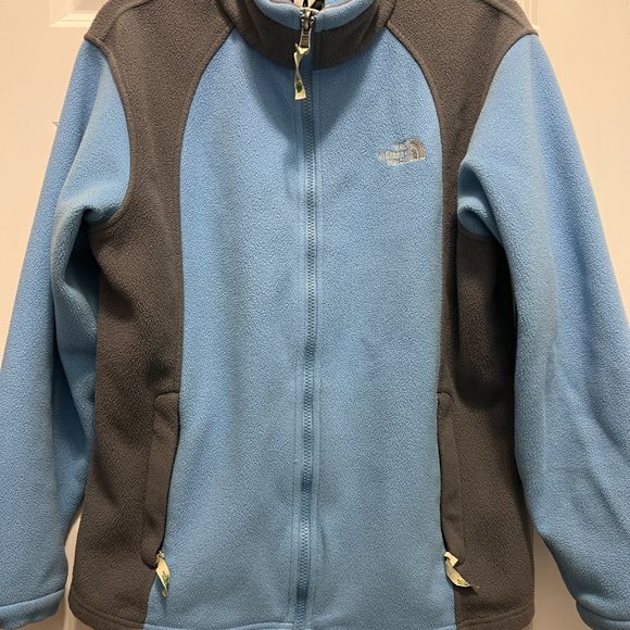 The North Face Girls XL Blue/Gray fleece sweater - Picture 2 of 8